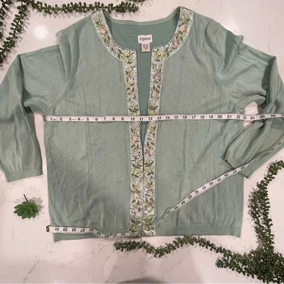 Together Aqua Cardigan with Bead Sequin and Embroidery Detail - Picture 8 of 10